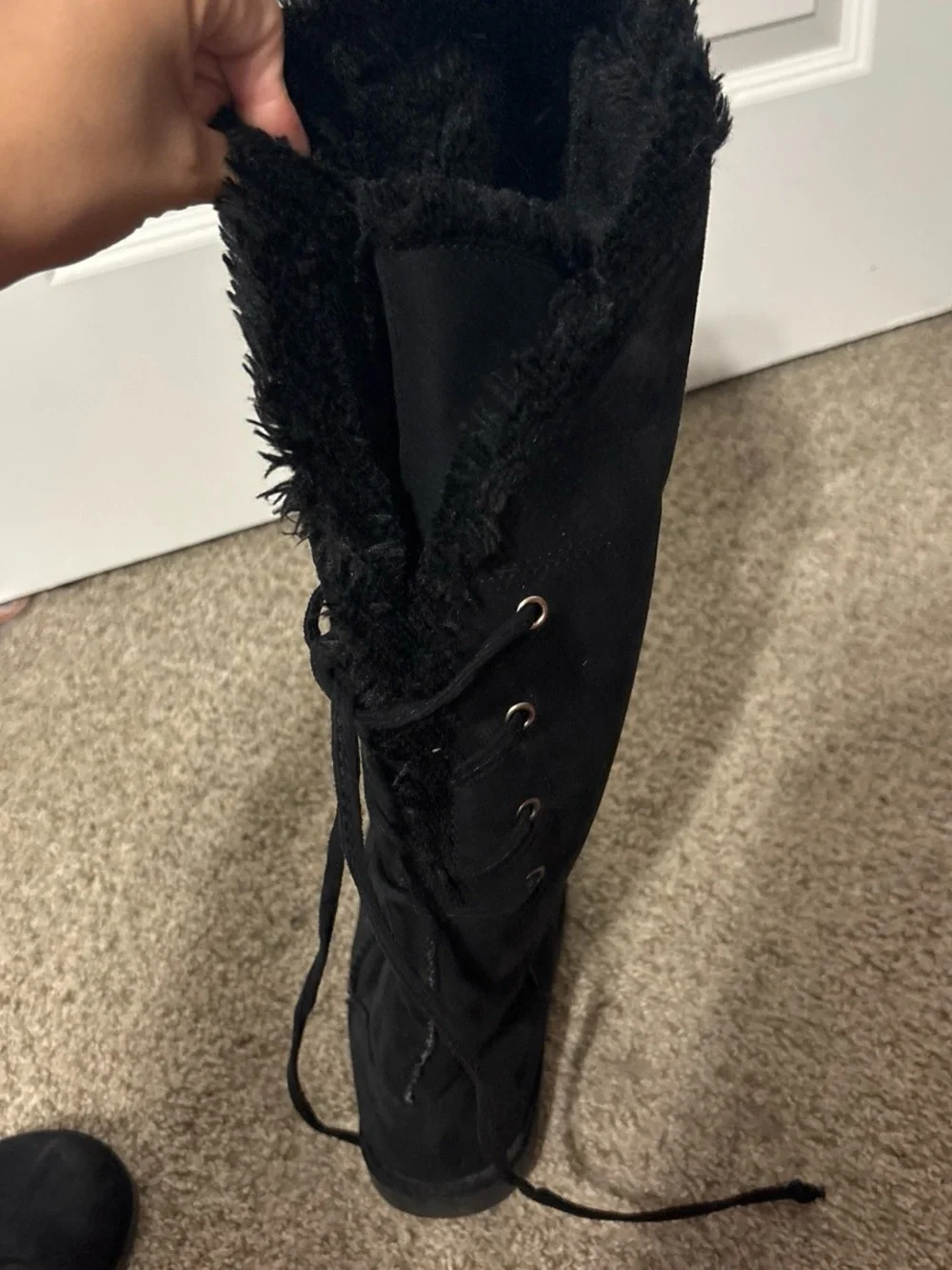 Black Tall Women's Winter Boots - Faux Fur Lined